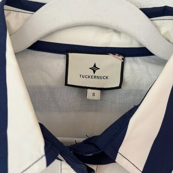 Tuckernuck Awning Stripe Navy Cream Connor Blouse - Picture 6 of 7